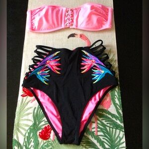 🆕 PINK VS High Waisted Strappy Side Bathing Suit Bottom 🪸🦋🌸